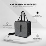 Syyavrrta 1 Pack Car Trash Can with Lid, Foldable Oxford Cloth Auto Garbage Bin
