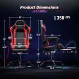 Magshion Video Gaming Chair for Adults, Ergonomic Computer Desk Chair with Linkage Armrests, Height Adjustable Gamer Chair, Red