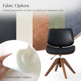 HULALA HOME Faux Leather Swivel Desk Chair No Wheels, Black
