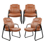 CLATINA Big & Tall 500 lb. Guest Chair, PU Leather Office Reception Chairs with Sled Base, Desk Chair No Wheels for Waiting Room Conference Lobby Computer Living Room, Brown, 4 Pack