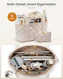 LOVEVOOK Puffer Tote Bag for Women, Quilted 15.6" Work Tote with Zipper, Large Travel Essentials Handbag with Cup Holder, Puffy Purse for Teacher, Nurse, Gym, Overnight, Carry On Shoulder Bag