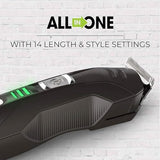 Remington All-in-One Grooming Kit, Lithium Powered, 8 Piece Set with Trimmer, Men's Shaver, Clippers, Beard and Stubble Combs, PG6025, Black