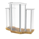 FixtureDisplays® Podium, Wood Base w/Clear Ghost Acrylic, Lectern, Pulpit, 3 Tier Construction