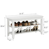 AQIMUELE Wood Shoe Rack Bench for Entryway, 2 Tier Shoe Rack for Front Door Entrance, Shoe Bench with Shoe Storage for Entryway, Bedroom, 31.5"