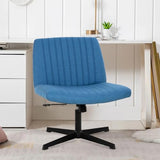 PayLessHere | Criss Cross Chair | Dark Blue | Wide, Armless Desk Chair Without Wheels | 360 Swivel, Height Adjustable & Stable Metal Base