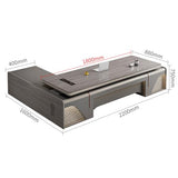 LSIGHTUS Luxury 94 Inch L-Shaped Executive Desk with Lateral File Cabinet