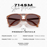 Persol STEVE MCQUEEN FOLDING PO0714SM Aviator Shape Sunglasses With Official Eyewear Kit