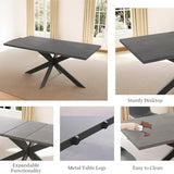 ZckyCine Dining Table Set for 6, Modern 78'' Dark Wood Dining Table