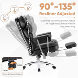Sweetcrispy Executive Home Office Desk Chair - Ergonomic Big Tall High Back with Footrest & Lumbar Support, Black
