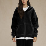 Talakeno Mens Womens Fleece Hoodies Sweatshirt Double Zip Up Oversized Acid Wash Hoodies Winter Vintage Cotton Sweatshirt(Black,XS)
