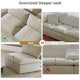 Modular Sectional Sofa Couches for Living Room,160inch Linen Cloud Couch with Storage Ottoman