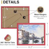decorUhome Solid Oak Wood 8.5 by 11 Picture Frame, Display Pictures 6x8 with Mat or 8.5x11 without Mat, Wall & Tabletop Display Picture Frame, Red, 1 Pack