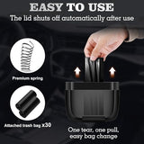 OUDEW 2 Packs Car Trash Can with Lid, Built-in Storage Garbage Bag Leakproof Vehicle Trash Car Accessories for Interior, Mini Garbage Bin