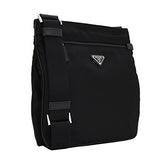 Prada Midnight Black Tessuto Nylon & Saffian Leather Designer Crossbody Messenger Travel Bag