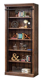 Martin Furniture Avondale 120" W Contemporary Wood Bookcase Wall with Ladder Storage Organizer Display, 5 Adjustable Shelves