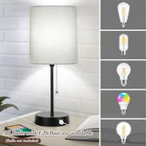 Table Lamps Set of 2 with 2 USB & AC Outlet, Bedside Nightstand Lamps for Bedroom Living Room Kid’s Room