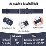 LEACOOLKEY Baseball Belt and Socks Combo Set Softball Soccer Socks and Elastic Belt for Youth Boys Girls Navy Blue