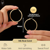 Solid 14K Gold Square-Tubed Round Hoop Earrings for Women