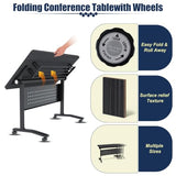 Yauehui Folding Conference Room Tables with Wheels,10-Pack Flip Top
