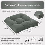 HOMELYSIAN 19x19 Outdoor Chair Cushions Set of 4, Tufted Wicker Patio Furniture Cushions, Thick Outdoor Seat Cushions for Lawn Chairs, Overstuffed and Water Resistant, Grey