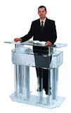 Kingdom 3 Tier Acrylic Lectern or Podium with 6 Column Base and a Wide Middle Shelf with Plenty of Space for Your Presentation Needs