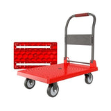 Heavy-Duty Folding Flatbed Trolley - Portable Steel Dolly Cart on Wheels