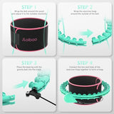 JLoibao Weighted Hula Circle for Adults Weight Loss, Infinity Fitness Hoop Plus Size 51 Inch with Sweat Belt, Include 27 Detachable Links and Waist Trainer for Women(Cyan)