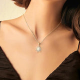 Aohik Dainty 14k Plated Gold Sun Necklace for Women, Trendy CZ Sunburst Pendant Necklace Non Tarnish Jewelry for Gifts