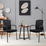Mesh Back Stacking Office Arm Chairs with Upholstered Fabric Seat and Ergonomic Lumber Support