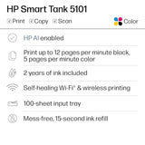 HP Smart Tank 5101 Wireless All-in-One Refillable Printer, Scanner, Copier with 2 years of Ink included