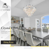 CATINER 36" Large Crystal Chandelier,23-Light Modern Chrome Light Fixture