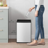 keling 25L/6 Gallon Stainless Steel Square Trash Can, Large Kitchen Garbage Can, Office Commercial Trash Bin (25L Silver)