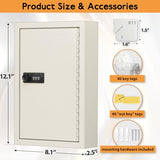 Key Storage Lock Box with Code, Locking Key Cabinet, 40 Key Holder Wall Mount with Combination Lock