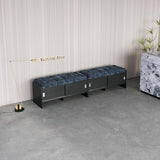 Modern Blue Upholstered Waiting Room Bench with Storage, Elegant Office Bench