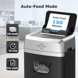 BONSEN 150-Sheet Autofeed Paper Shredder Heavy Duty, 60 Mins Micro-Cut Shredder for Office