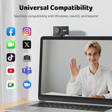 4K Webcam for PC/Mac with All-Metal Unibody Sculpted, Sony 1/2" Sensor, PDAF, 2 Noise Reduction Mics, Privacy Cover, Lightweight