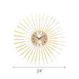 PSYCHE GOD 24 Inch Gold Starburst Wall Clock, Silent Non-Ticking Battery Operated Metal Wall Clock, Mid Century Modern Art Decor Large Wall Clock for Living Room Bedroom Office