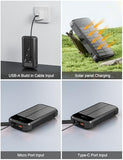 MINRISE Solar Charger Power Bank, 40000mAh Portable Charger PD 20W Fast Charging Solar Power Bank Built in 4 Cables and USB-C in/Output, Camping Essentials External Battery Pack with Flashlights