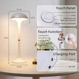 DEXULESA Touch Control Table Lamp with 3 Color Temperatures & 8 RGB Colors, Stepless Dimming & Timer, Rechargeable Table Lamp (White)