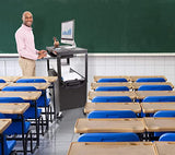 AV Cart with Locking Cabinet | Height Adjustable Utility Cart with Pullout Keyboard Tray & Cord Management
