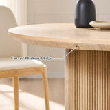 T4TREAM 47" Fluted Round Dining Table for Kitchen Living Room, Natural Oak