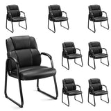 Office Desk Guest Chair Set of 8, Leather Waiting Room Chairs with Padded Arms for Elderly Home