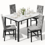 Dining Table Set for 4, Faux Marble Small Kitchen Table Chairs Set of 4 with Luxurious Button Tufted Dinner