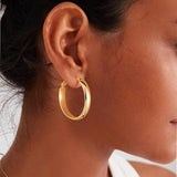 Gacimy 14K Gold Plated Hoop Earrings for Women 14k Real Gold Plated, 5mm Thick Medium Hoops Earrings for Women 30mm