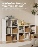 GTPLAYER 6-Cube Storage Organizer, Fits 11" Bins, Vertical or Horizontal Use, Opening Bookshelf, Partial Back Panels, Stackable Design Bookcase, for Closet, Bedroom, Home Office, White