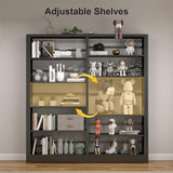 LyAosdFu 5-Tier Industrial Bookshelf, White Bookcases and Bookshelves,Tall Metal Book Shelf Storage Organizer,Freestanding Bookshelf for Living Room
