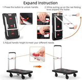 Portable Push cart Dolly with Adjustable Handle for Auto, Luggage, Personal, Travel, Moving Shopping and Office Use