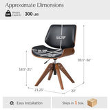 HULALA HOME Faux Leather Swivel Desk Chair No Wheels, Black