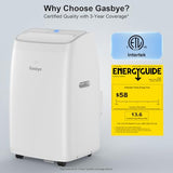 Gasbye Dual Hose Portable Air Conditioner, [2026 Upgraded] Full DC Inverter Compressor, Energy-Saving 13.6 CEER, Low Noise (45dB), Cools Room up to 500 Sq.Ft., Backlit Remote Control, 14,000BTU, White