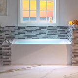 WOODBRIDGE 60" Acrylic Rectangular Alcove Soaking Bathtub in White with Left Drain, Chrome pop-up Drain Included, LB428-L